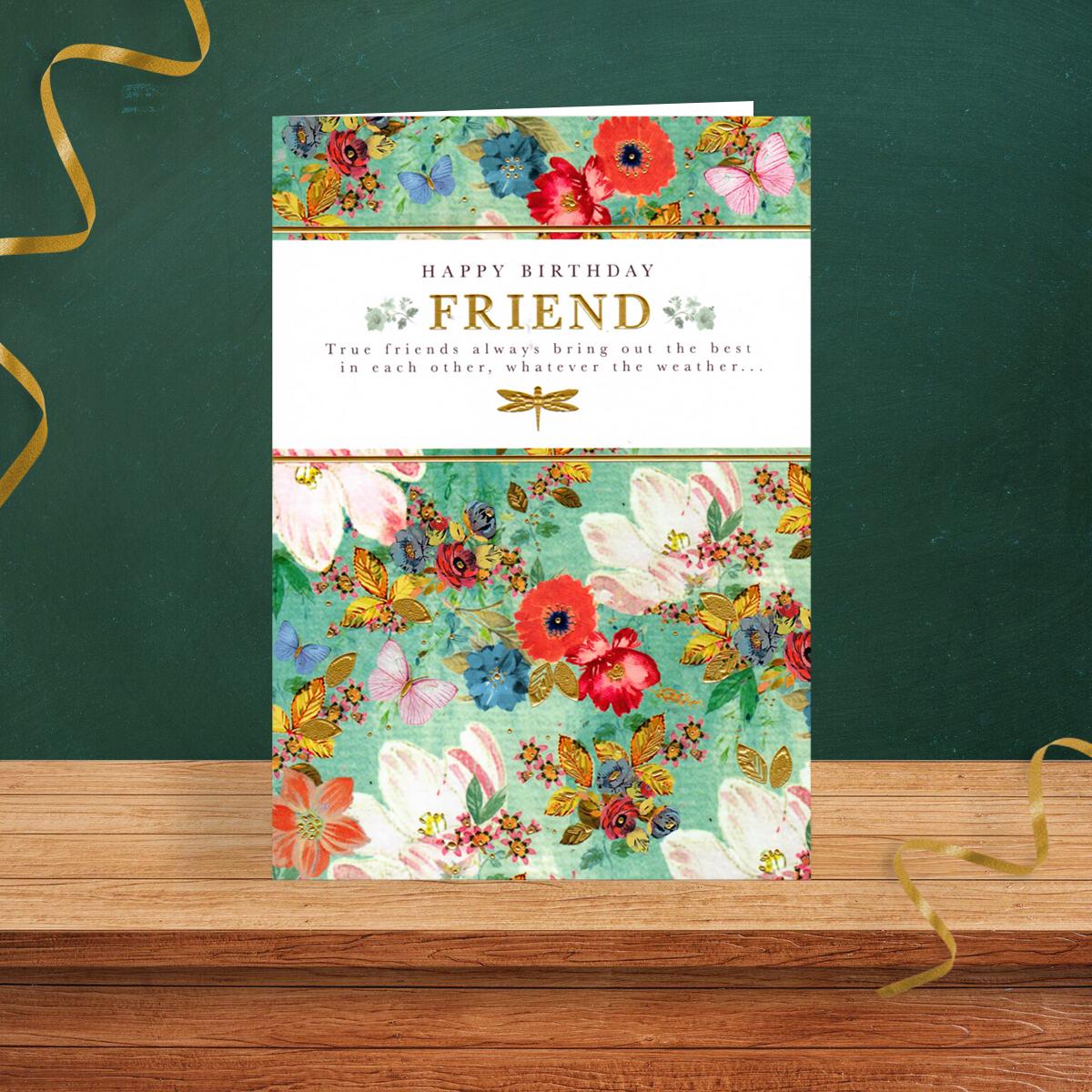 Friend Birthday Card Sitting On A Display Shelf