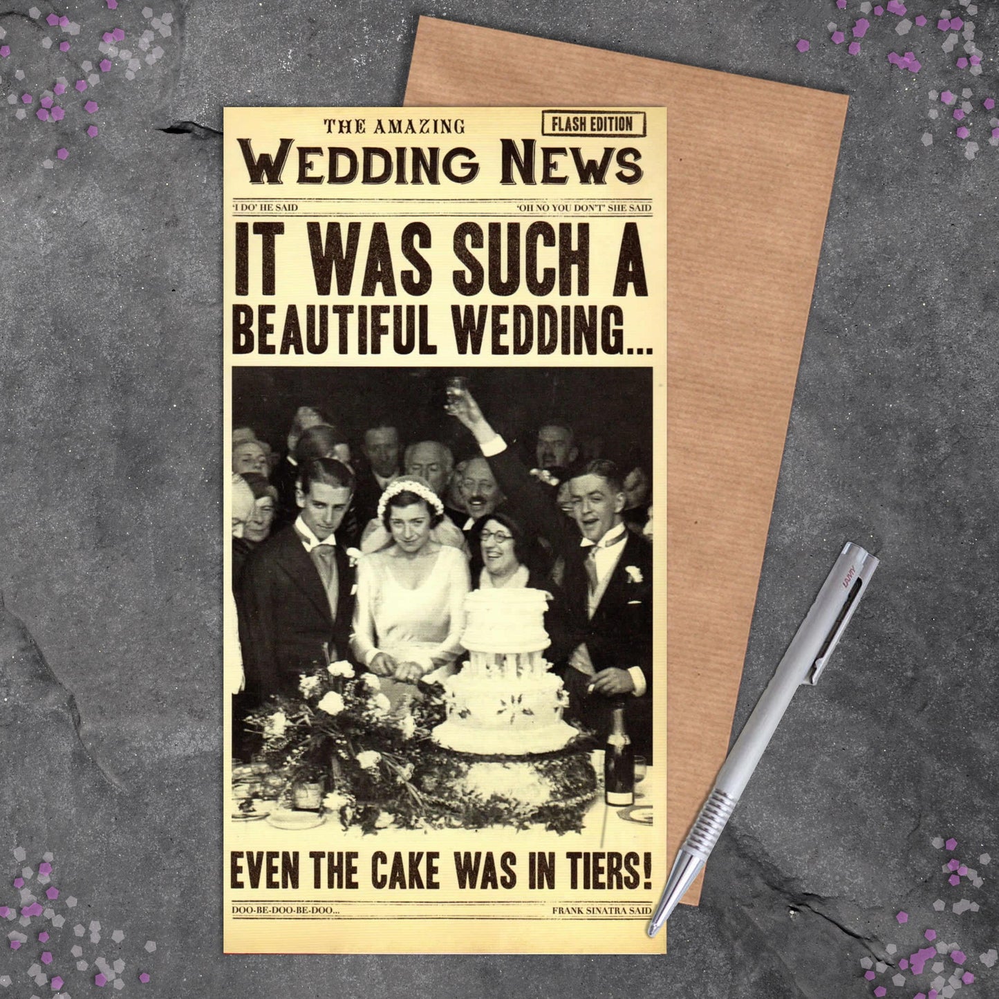 Wedding News Congrats Card Sitting On A Display Shelf