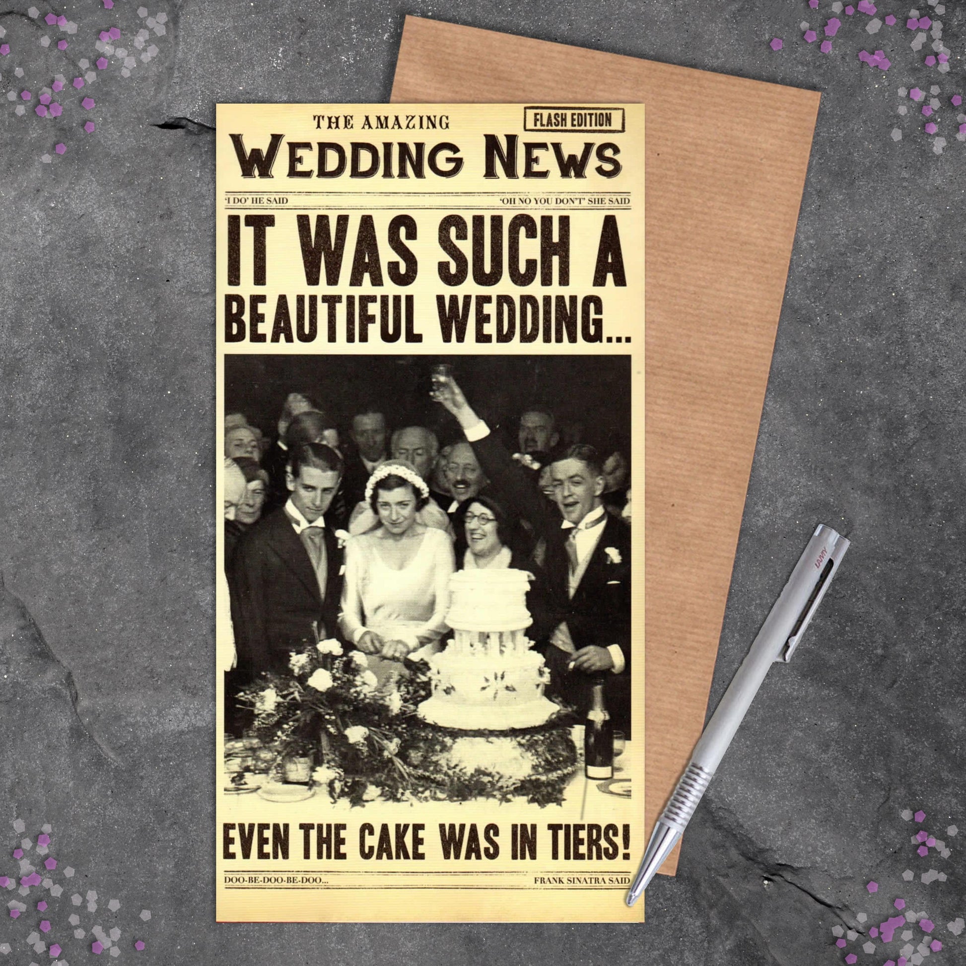 Wedding News Congrats Card Sitting On A Display Shelf