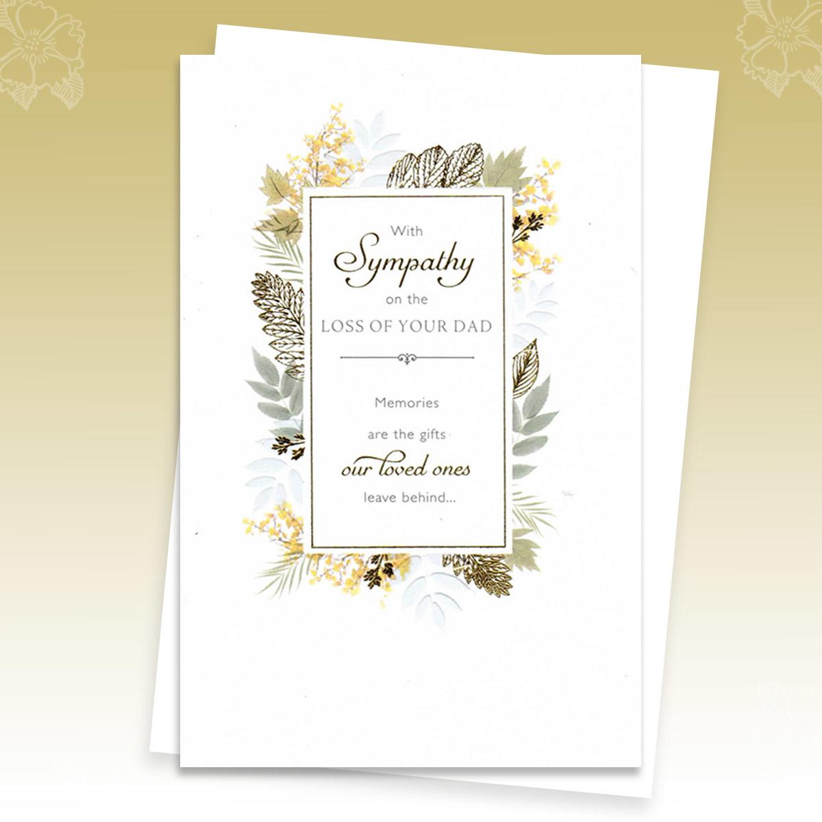 Loss Of Dad Sympathy Card Full Image Alongside Its White Envelope