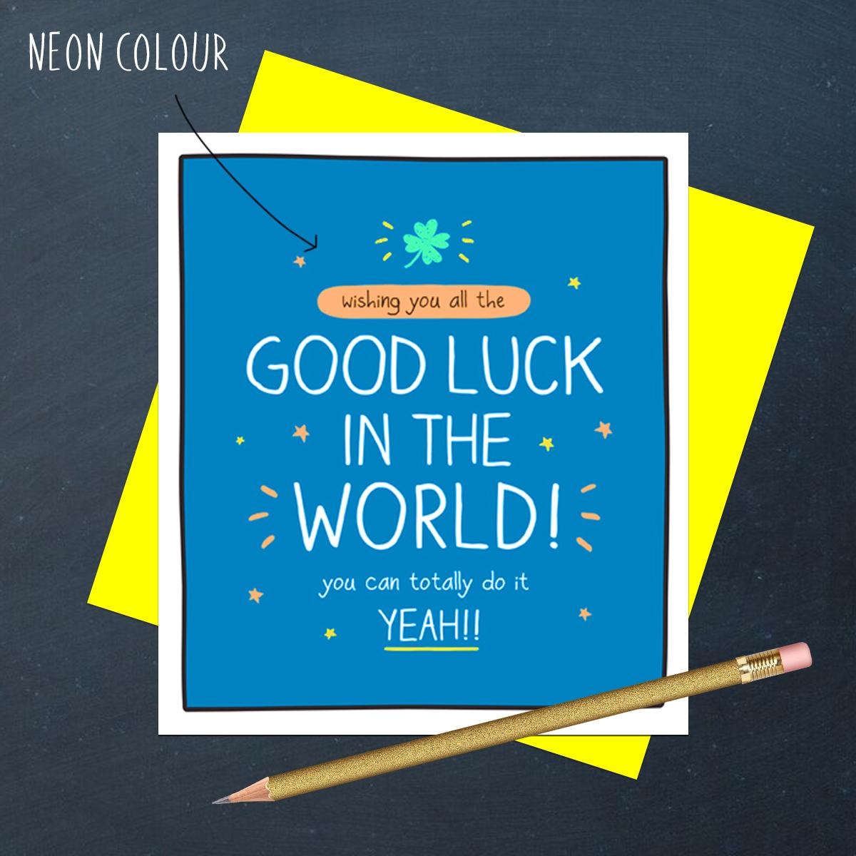 Good Luck Card With Its Yellow Envelope