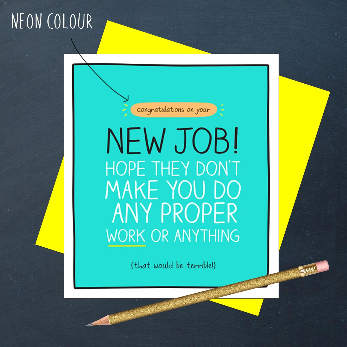 Colourful New Job Card Sitting On A Yellow Envelope