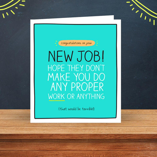 Colourful New Job Card Sitting On A Wooden Display Shelf