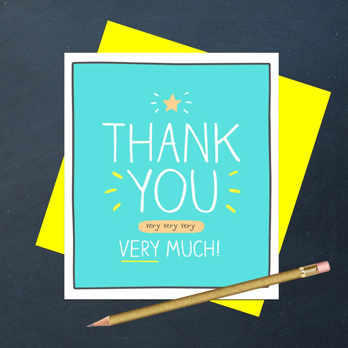 Thank You Very Much Card Alongside Its Yellow Envelope