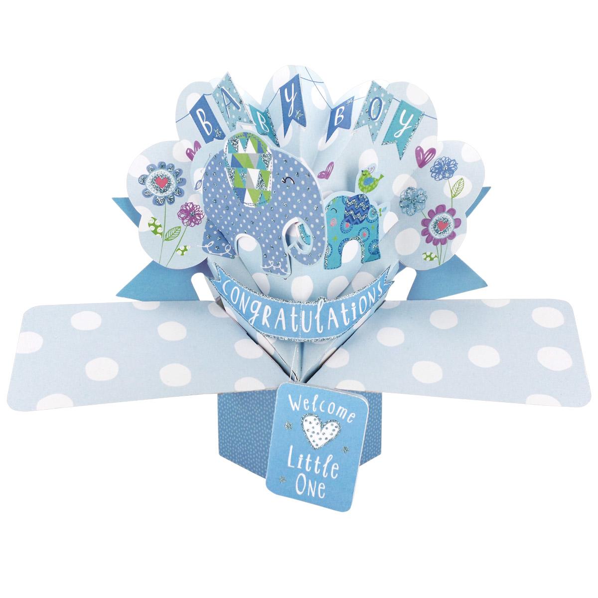 Baby Boy Pop Up Card Shown How It Will Look On The Shelf