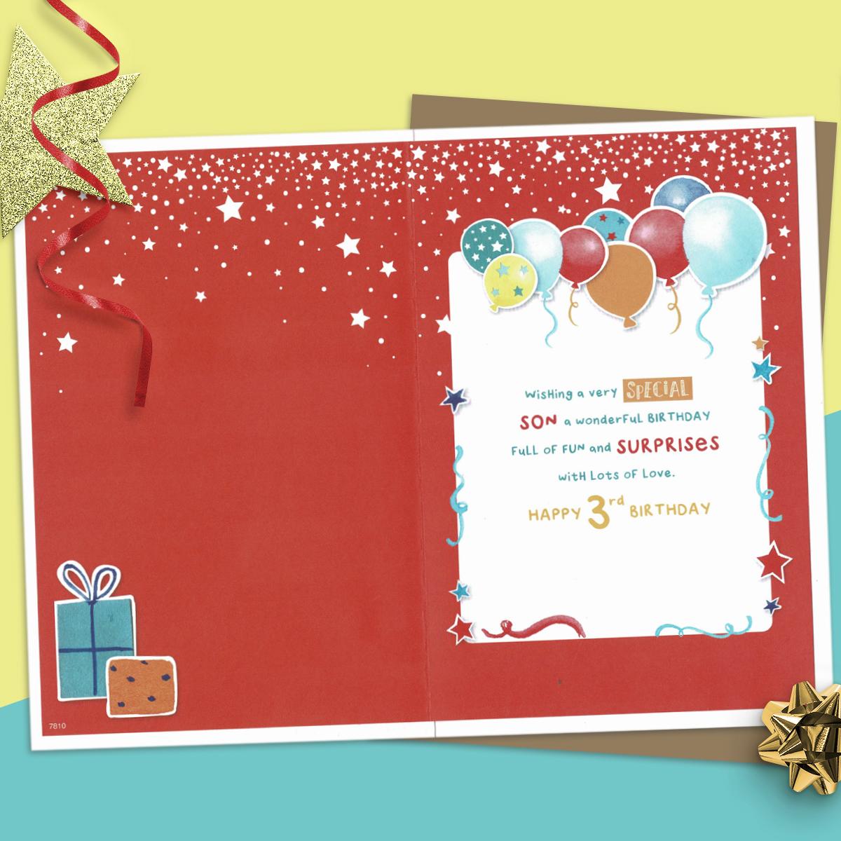 Inside Of Son Age 3 Card Showing Layout And Printed Text