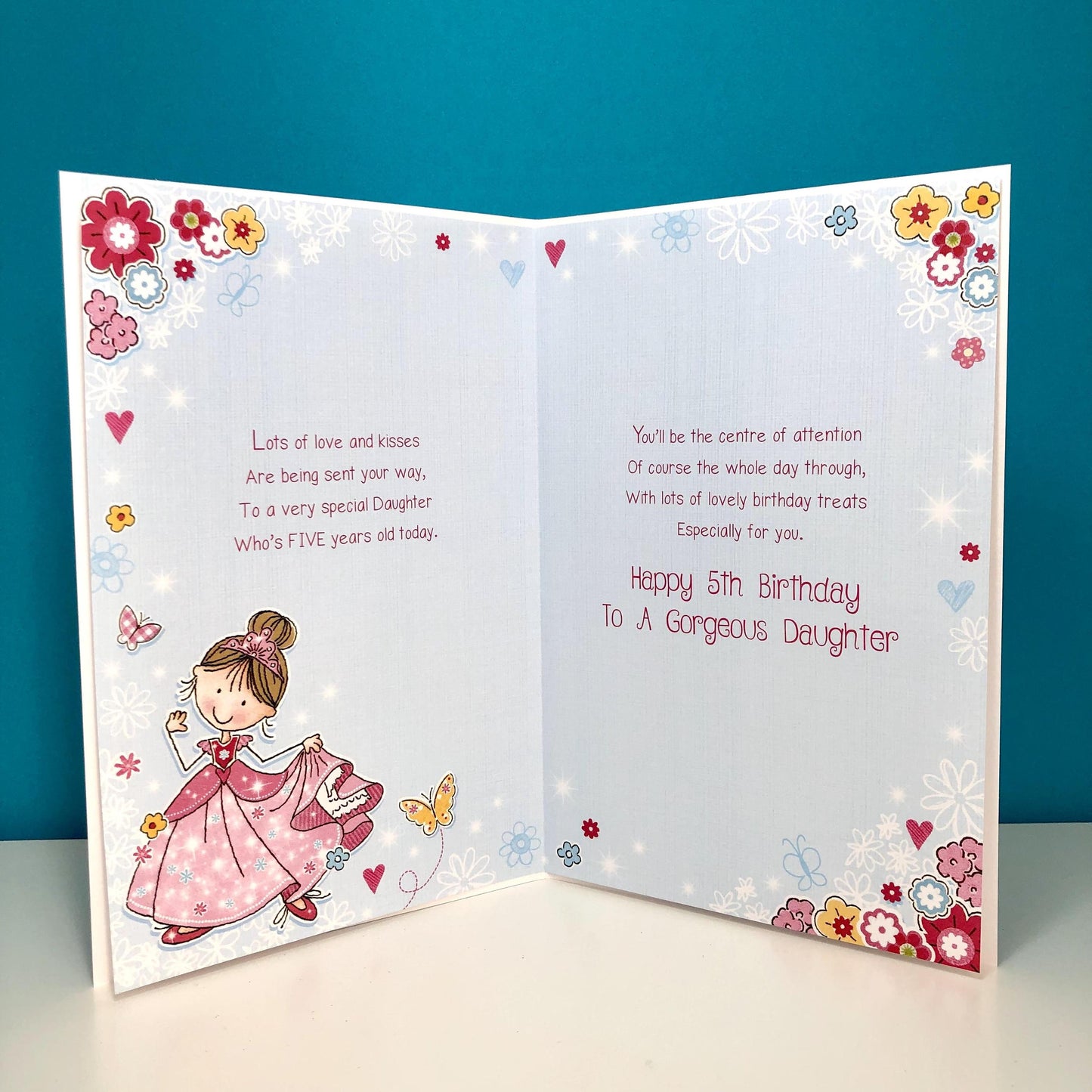 Daughter Age 5 Birthday Card Alongside Its Envelope