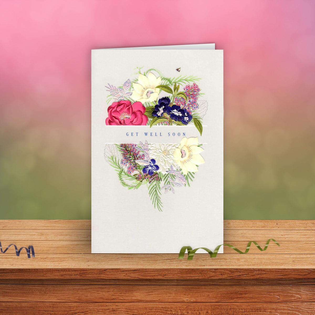 Get Well Soon RHS Card Shown On A Display Shelf