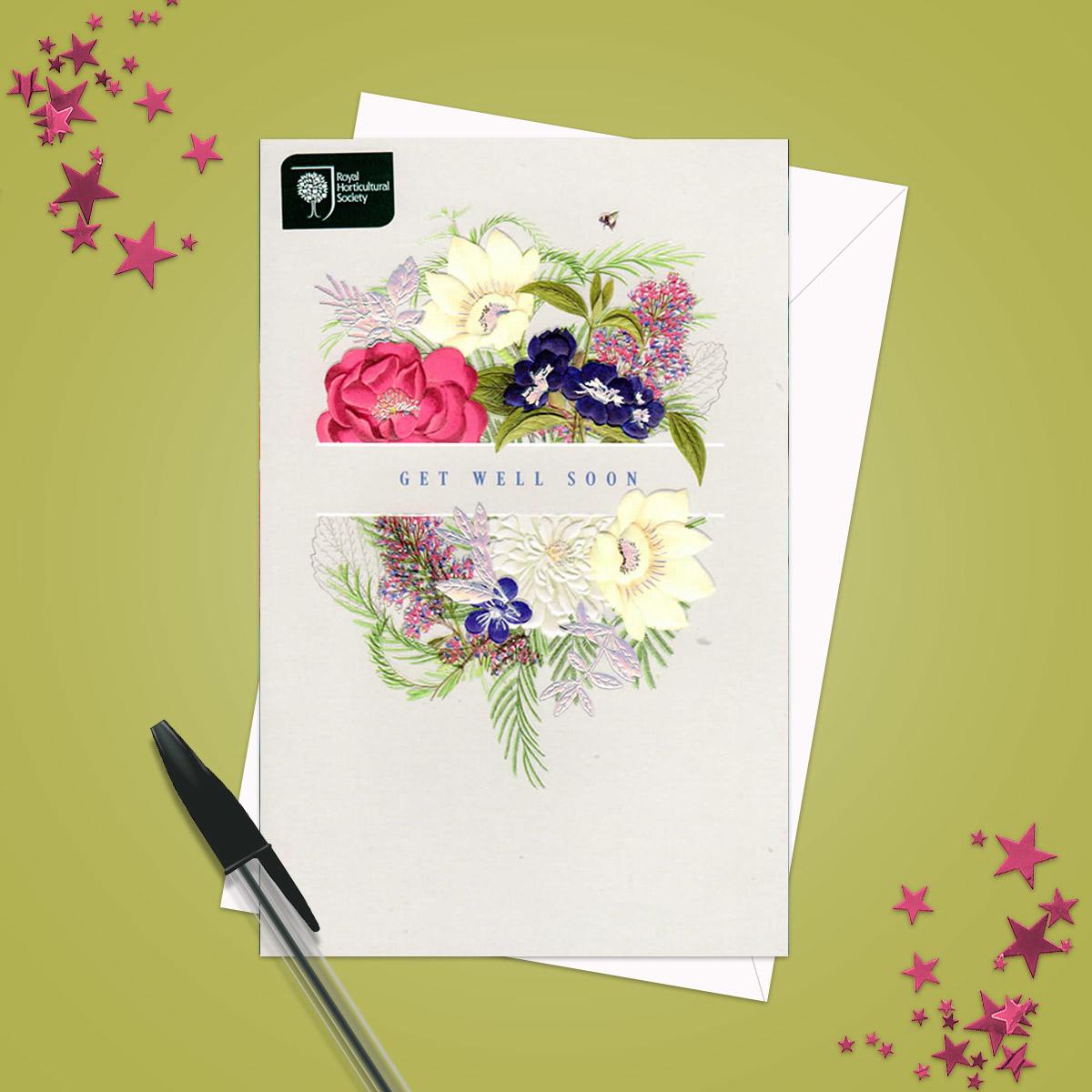 RHS Get Well Soon Card Alongside Its Envelope