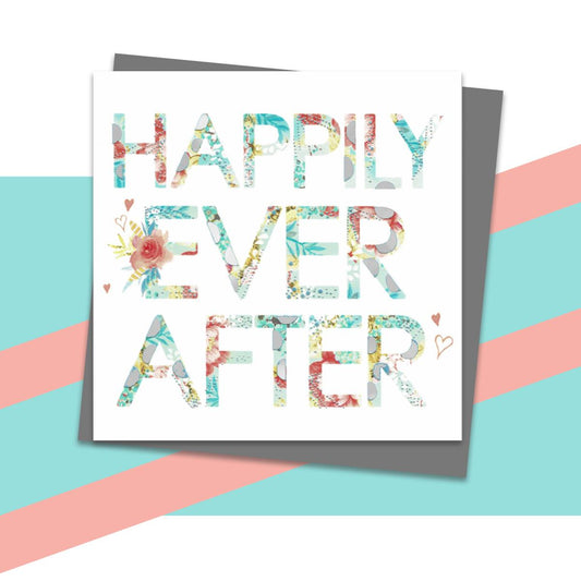 Happily Ever After Greeting Card Alongside Its Dark Grey Envelope