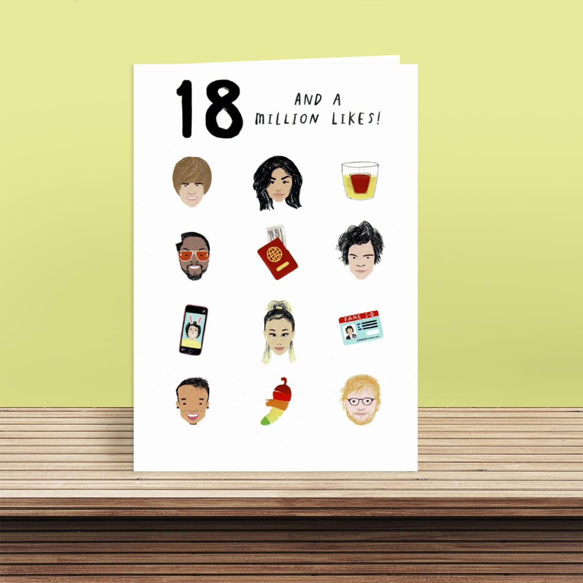 Age 18 Icons Birthday Card Alongside Its Envelope