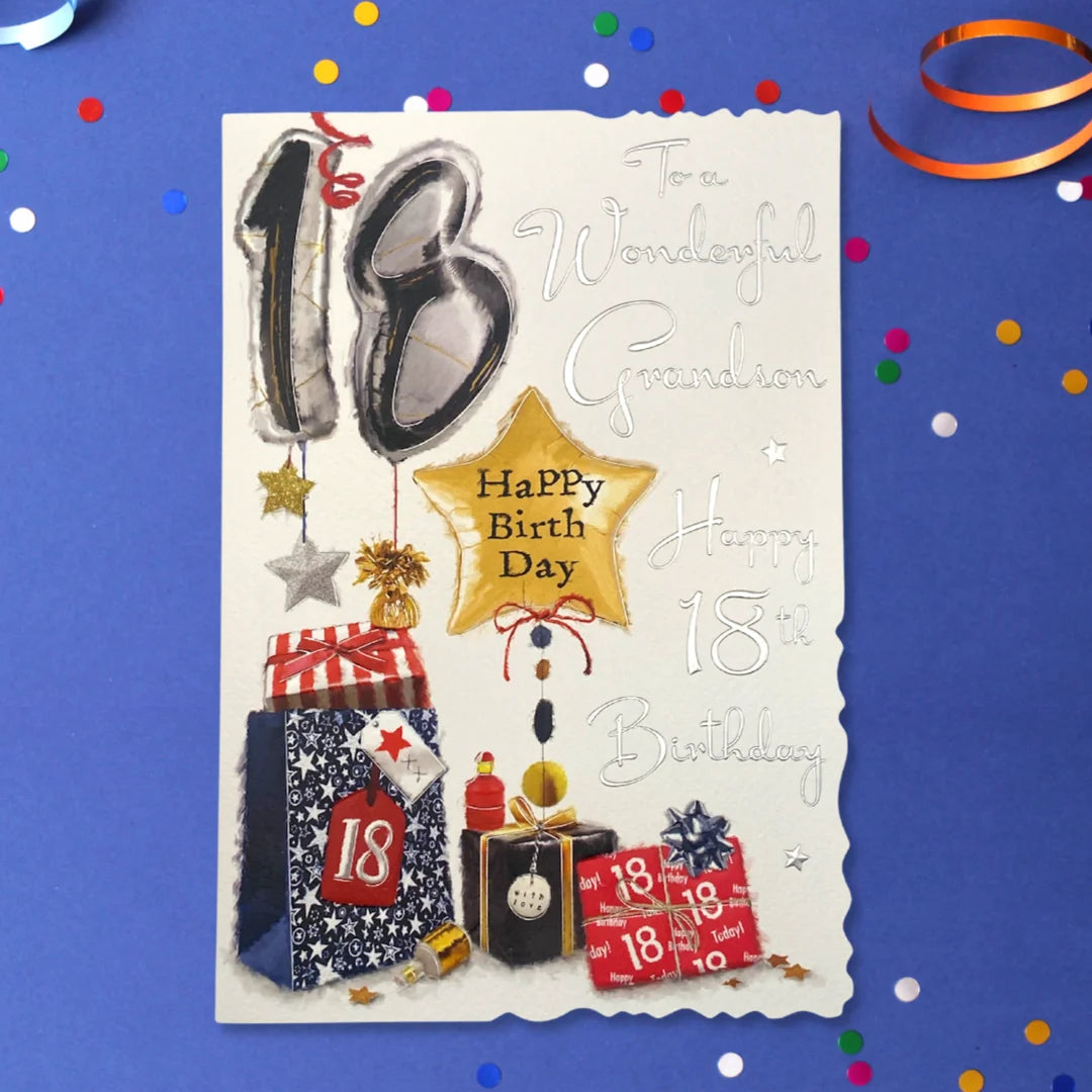 Grandson 18th Birthday Card - Velvet