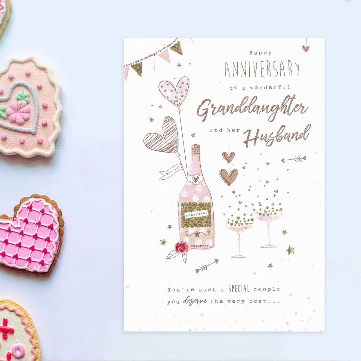 Granddaughter And Husband Anniversary Card Alongside Its Envelope