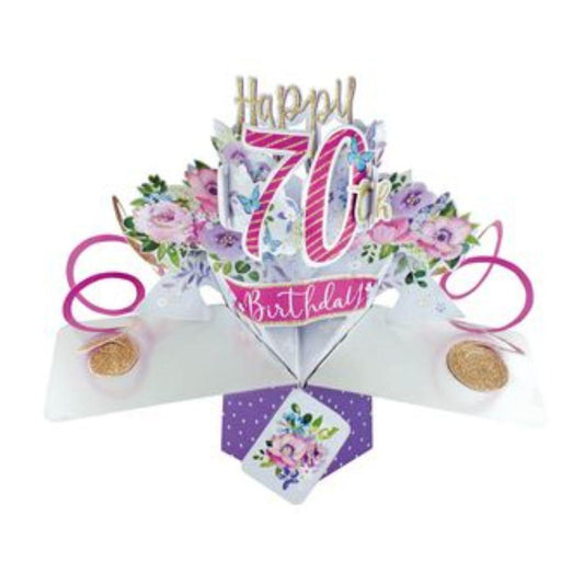 Pop Up Card - 70th Flowers Image