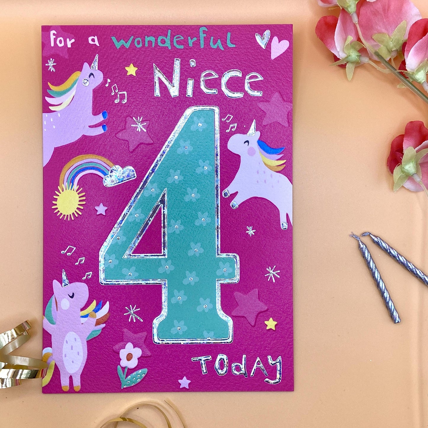 Niece Age 4 Birthday Card Sat On A Display Shelf