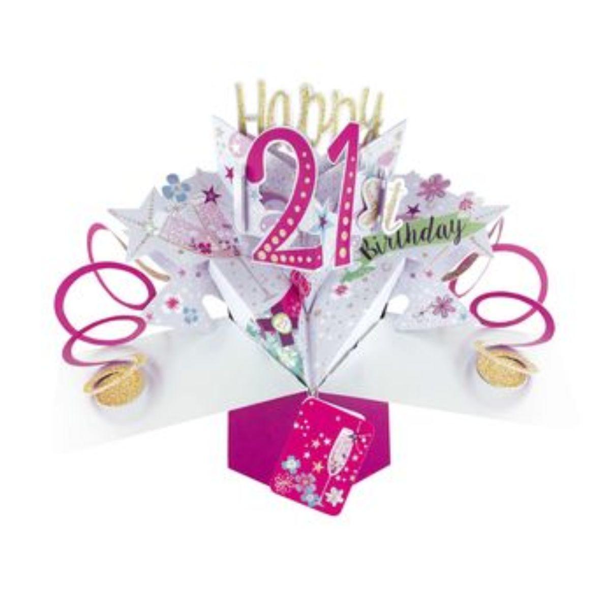 Pop Up Card - 21st Champagne Bottle Image