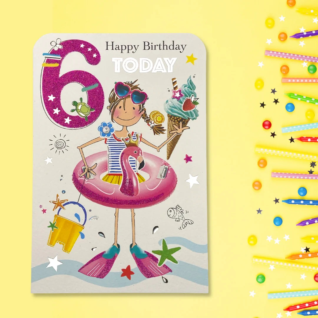 6th Birthday Card - Twingles Little Swimmer