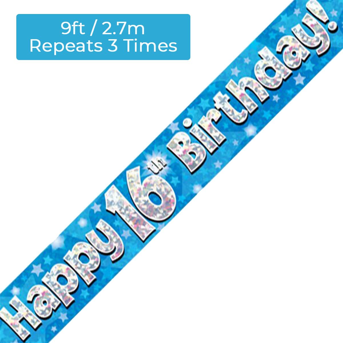 Age 16 Blue Party Banner Displayed
