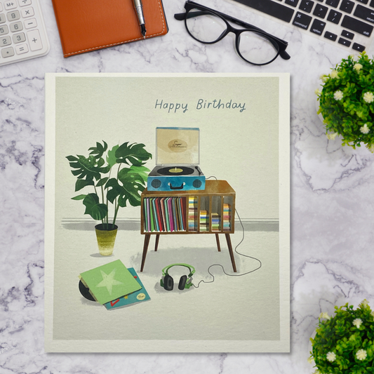 Record Player Birthday Design Shown In Full