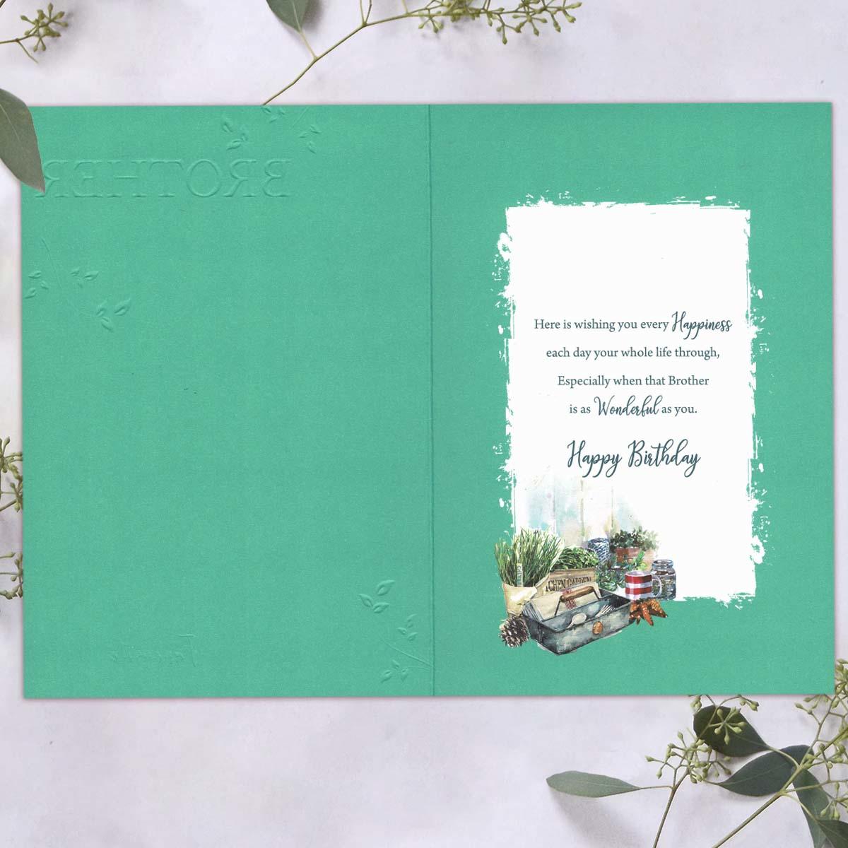 Inside with colour print and greeting