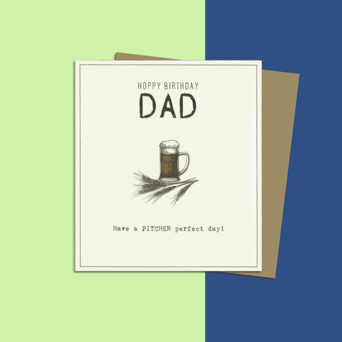Dad Beer Themed Birthday Card Alongside Its Kraft Envelope