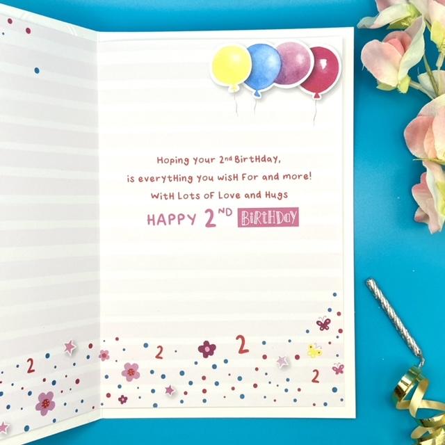 Daughter Age 2 Birthday Card Alongside Its Envelope