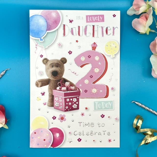 Daughter Age 2 Birthday Card Sat On A Display Shelf