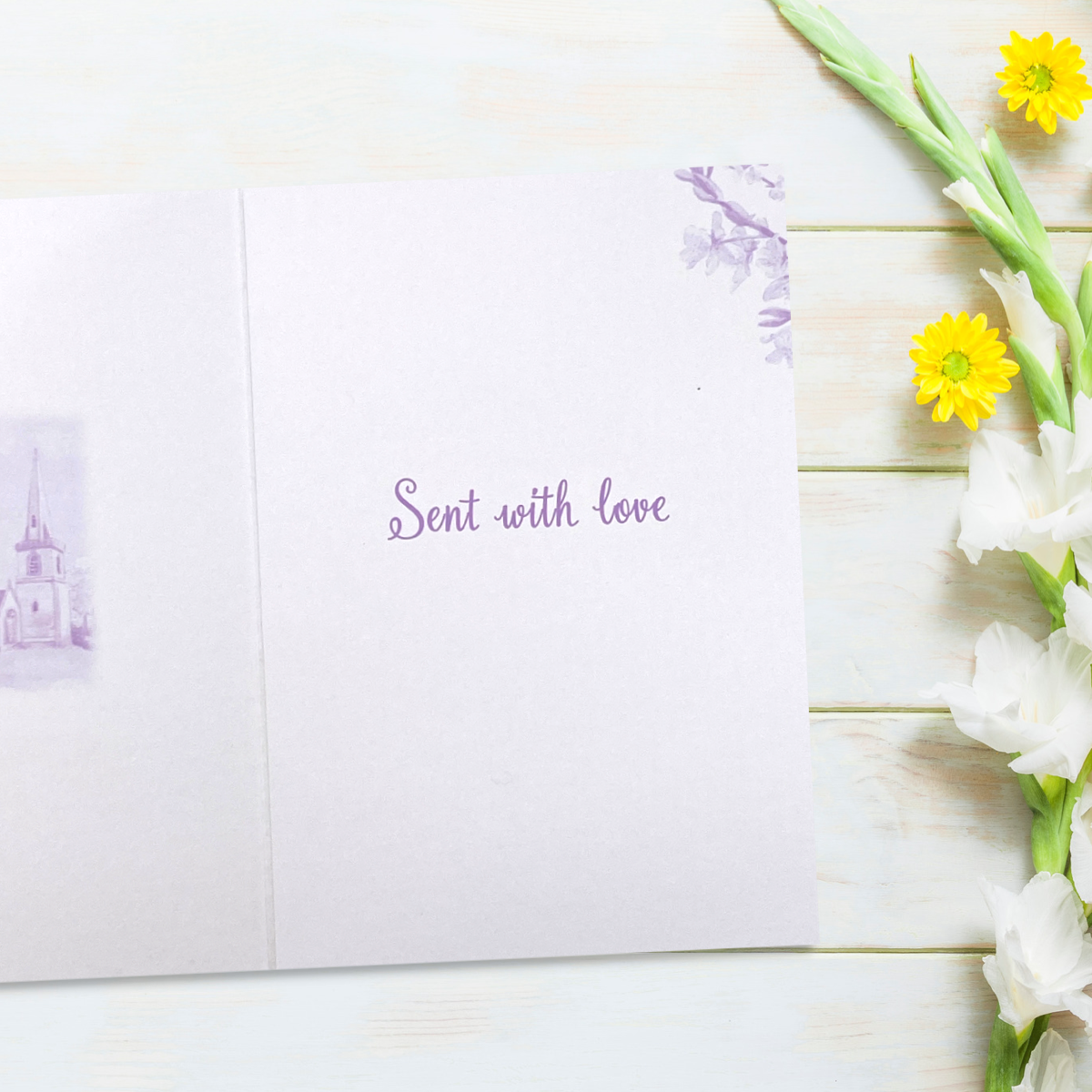 Inside image with colour print and verse