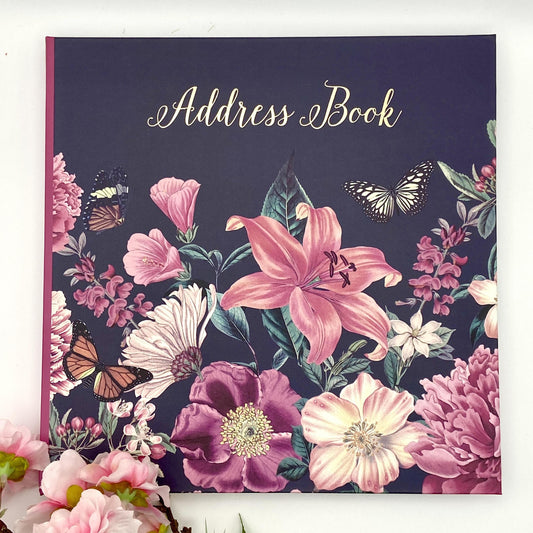 Black Victorian Bouquet Address Book Displayed In Full