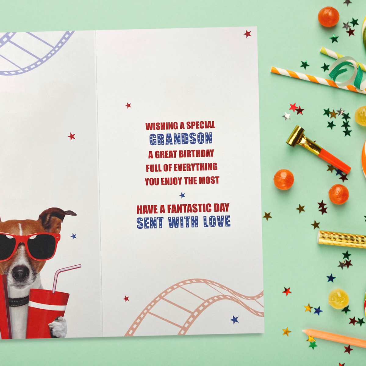 Inside image with colour print and verse