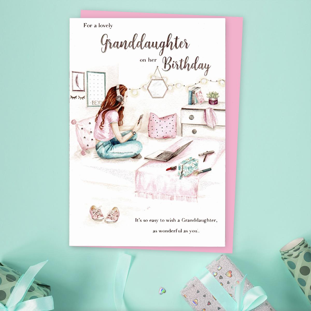 Headphones And Make Up Birthday Card Front Image