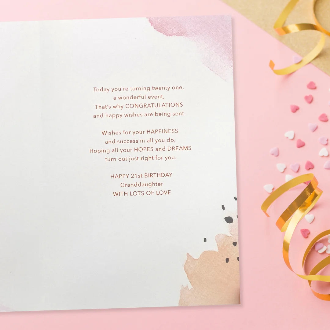 Granddaughter 21st Birthday Card - Balloons