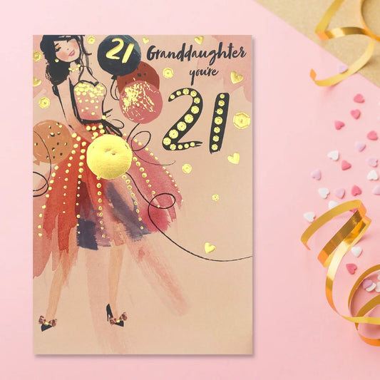Granddaughter 21st Birthday Card - Balloons