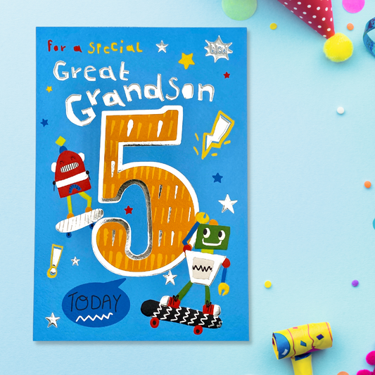 Playful Peppers - Special Great Grandson Age 5 Playful Peppers - Special Great Grandson Age 5 Card Front Image