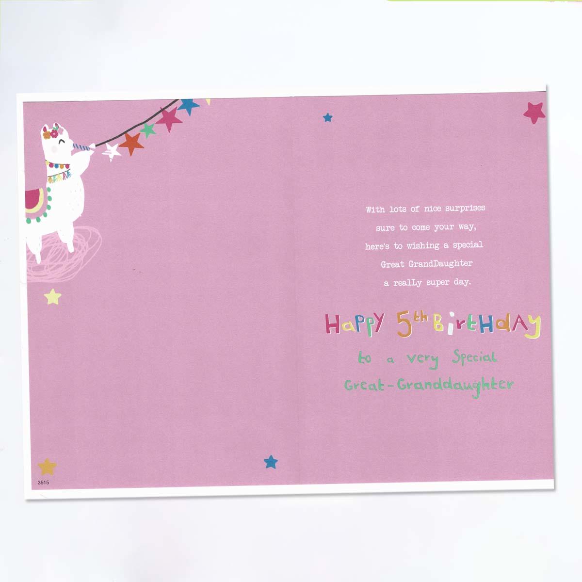 Age 5 Great Granddaughter Birthday Card Alongside Its Envelope