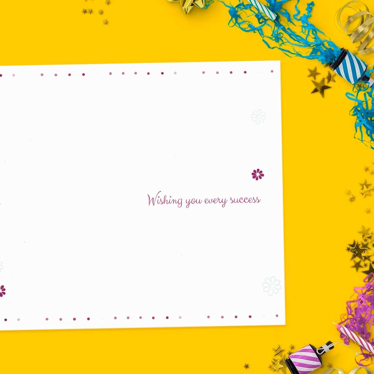 Inside with colour print and greeting