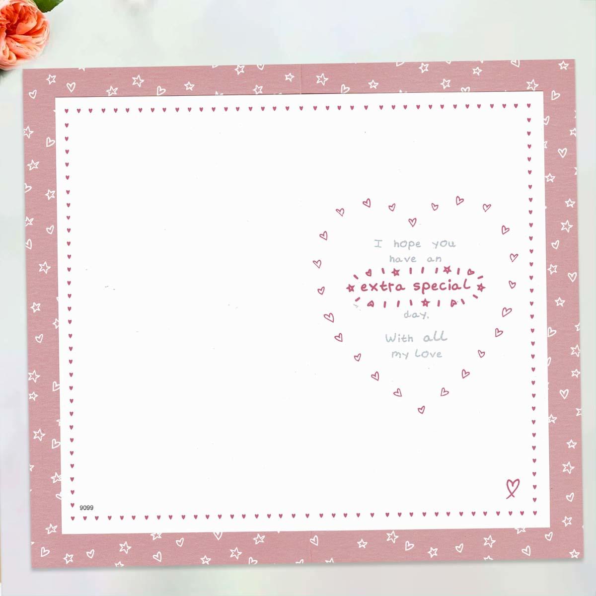 Inside with colour insert and greeting