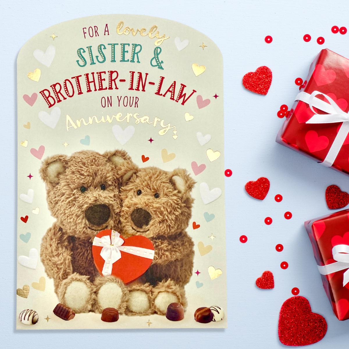 Barley Bear - Sister & Brother-In-Law Anniversary Card Front Image