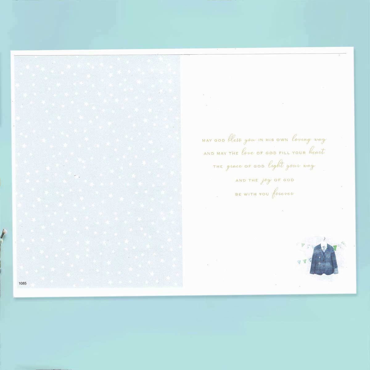 Inside with colour insert and religious verse