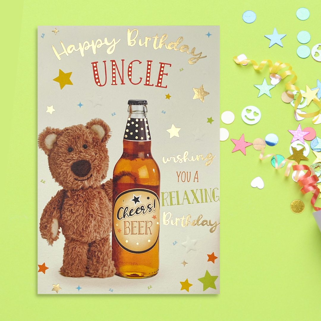 Uncle Birthday Card - Barley Bear & Beer