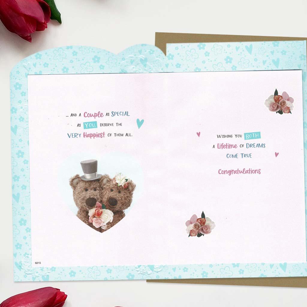 Inside with colour printed insert and greeting