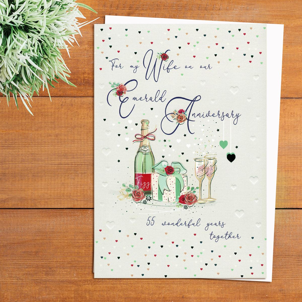 Wife Emerald Anniversary Card Front Image