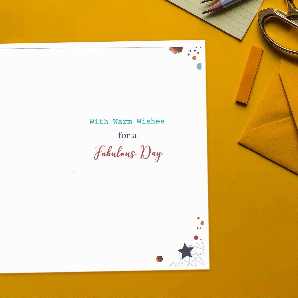 Inside with colour insert and greeting