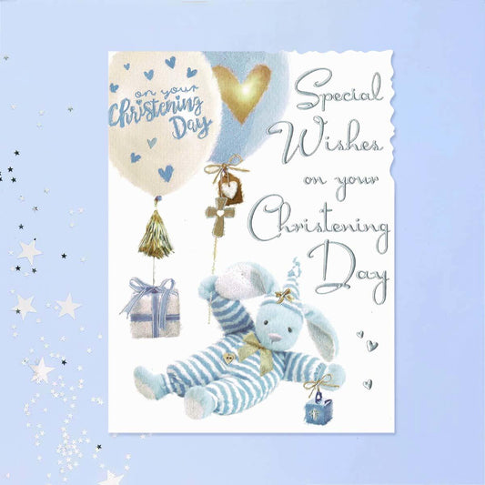 Velvet - Special Wishes Christening Day Blue Card Front Image