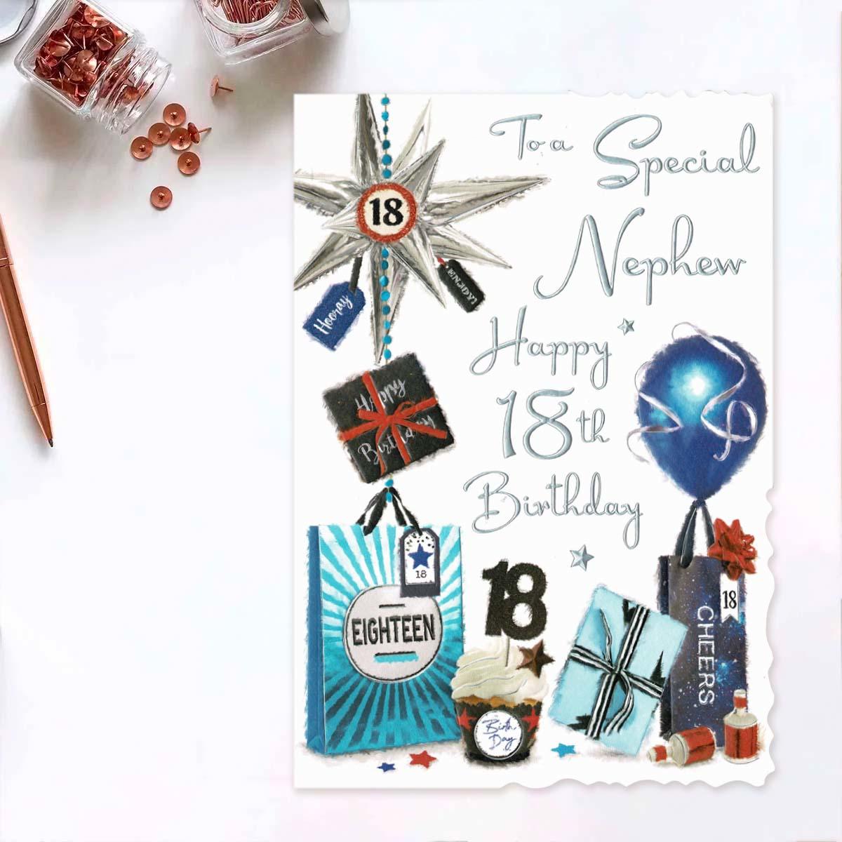 Velvet - Special Nephew Happy 18th Birthday Card Front Image