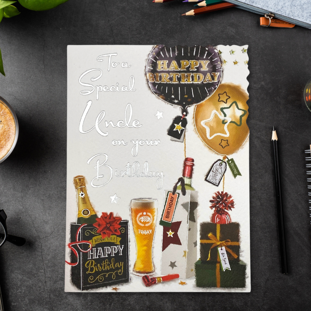 Uncle Birthday Card - Velvet Beers & Cheers