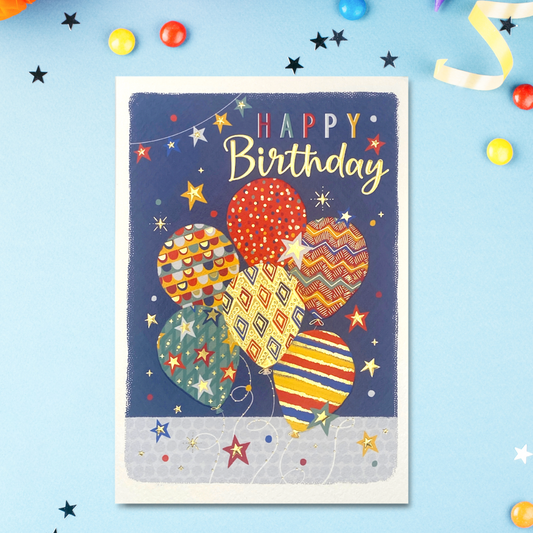 Birthday Balloons Greeting Card Displayed In Full
