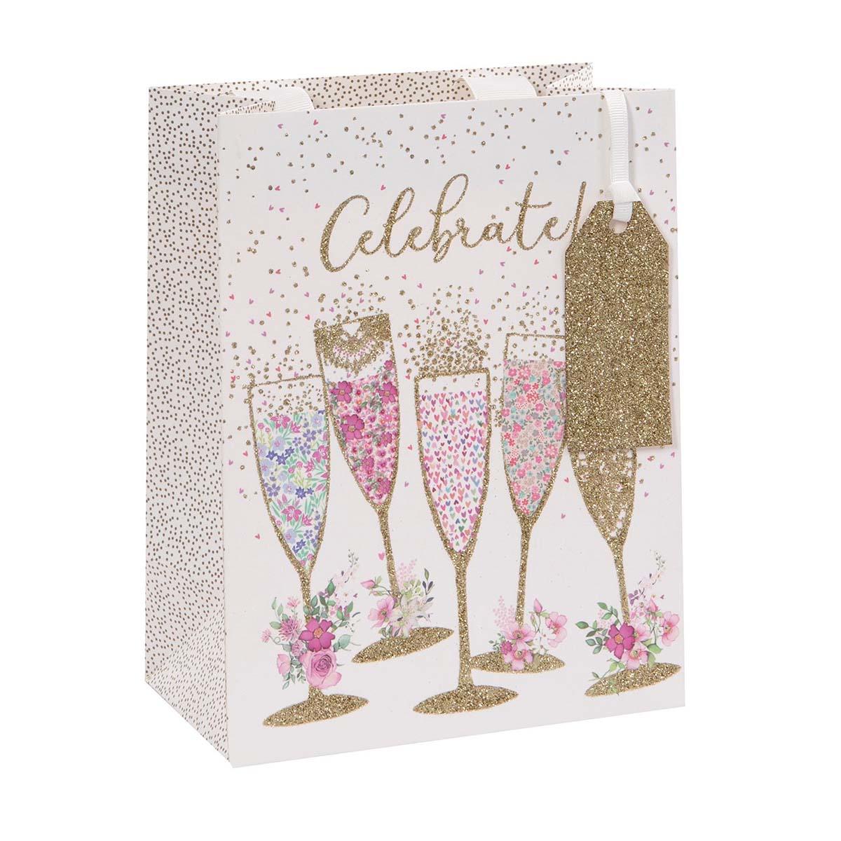 Celebrate Medium Gift Bag Complete With White Ribbon Handles