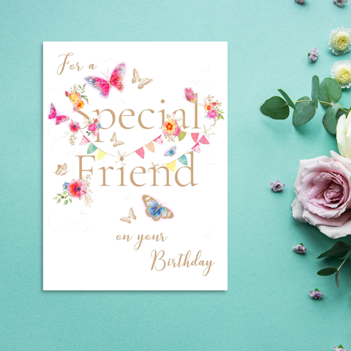 Friend Birthday Card - Butterfly Banner