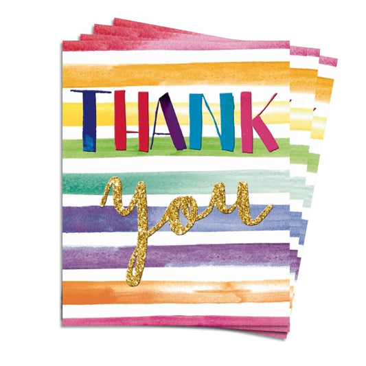 Multicolour Stripes Thank You Pack Of 4 Mini Cards Front Image